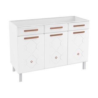 Balcão de Cozinha de Aço Triplo sem Tampo para Pia 120cm Regina Multimóveis CR6127 Branco em Oferta na Shopee