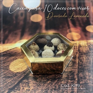 10 Caixas Diamante Sextavada P/ 10 Doces Presente C/Visor Ouro Laminada 14X4 Kb9 (Kb) - Stationery