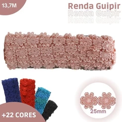 Renda Guipir CHL-207 Flor - 2.5 Cm - Rolo C/13.7 Metros