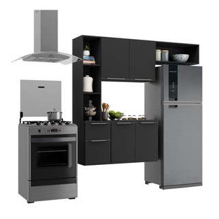 Cozinha Compacta com Armário e Balcão MP2004 Sofia Multimóveis Preta