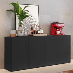 Aparador Buffet 4 portas Veneza Multimóveis Preto