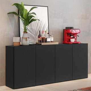Aparador Buffet 4 portas Veneza Multimóveis Preto em Oferta na Shopee