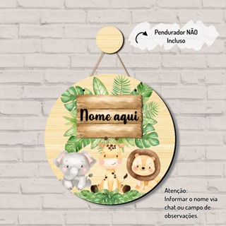 Placa Enfeite Porta Maternidade Safari Bichinhos Baby Decoração Quarto Bebê