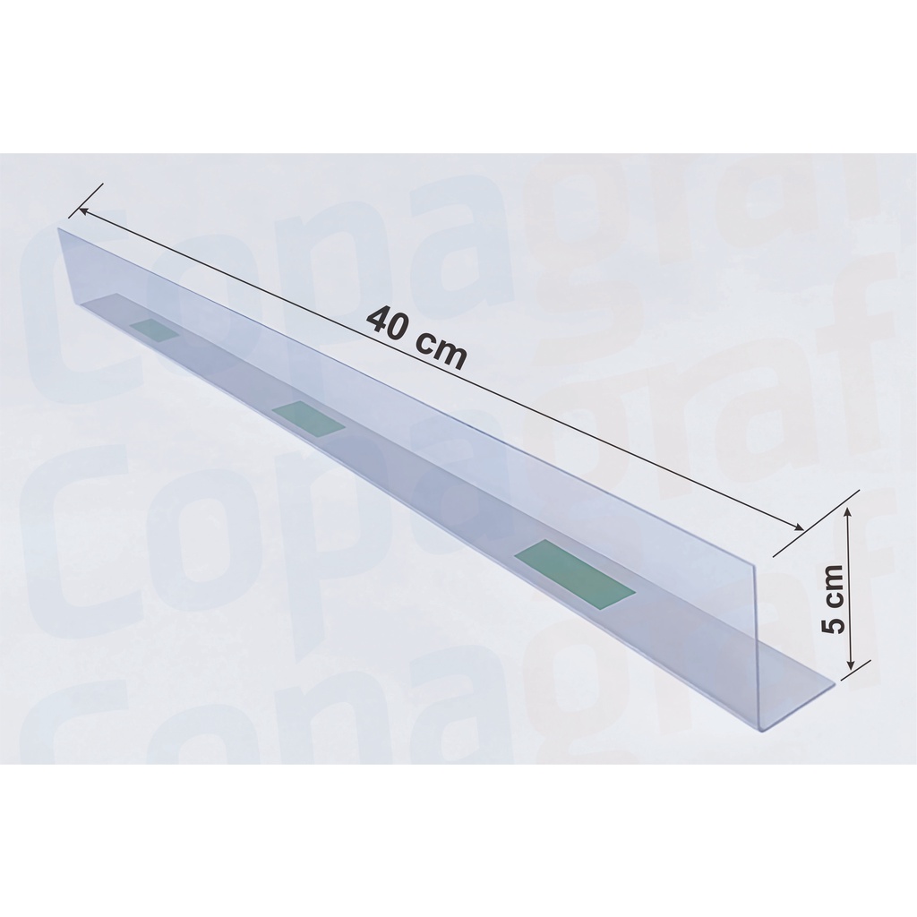 Cantoneira Aparador de Gôndola 40 x 5 cm PVC 0,7 - 30 unidades