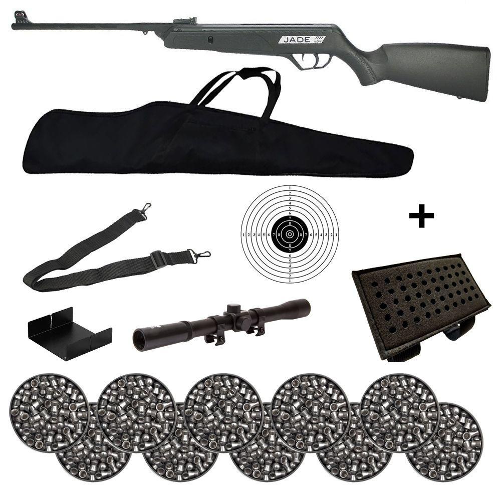 Carabina de Pressão New Jade 5.5mm CBC+Luneta+Bandoleira+Capa+Alvo+Porta Chumbo+10 Chumbos em Oferta na Shopee