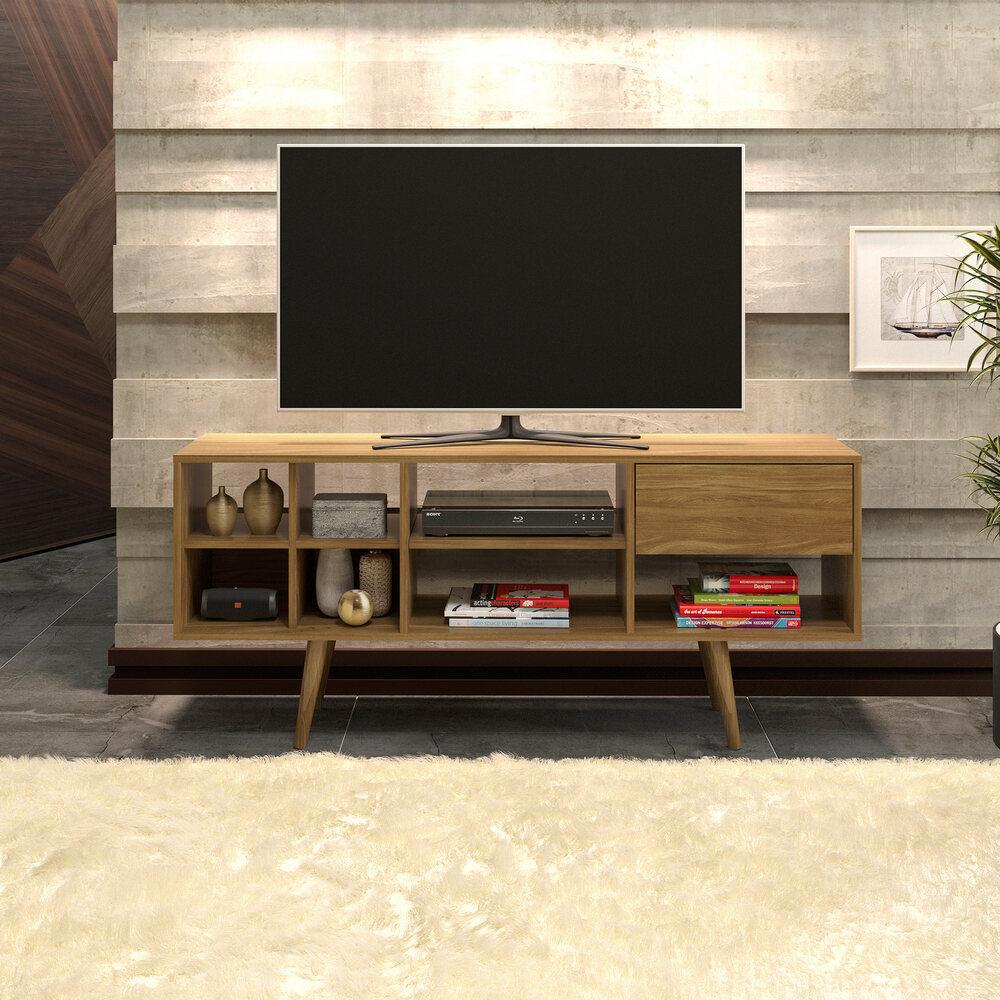 Rack TV 42" com 1 Gaveta Multimóveis CR45006 Natural em Oferta na Shopee