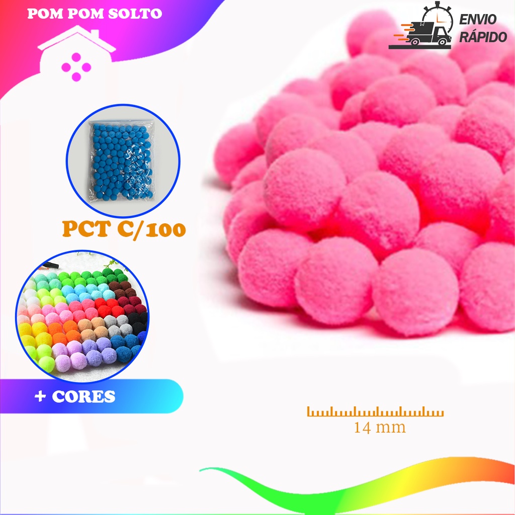 Pom Pom Fofinho Solto - 14mm - Pct C/ 100 Unid. em Oferta na Shopee