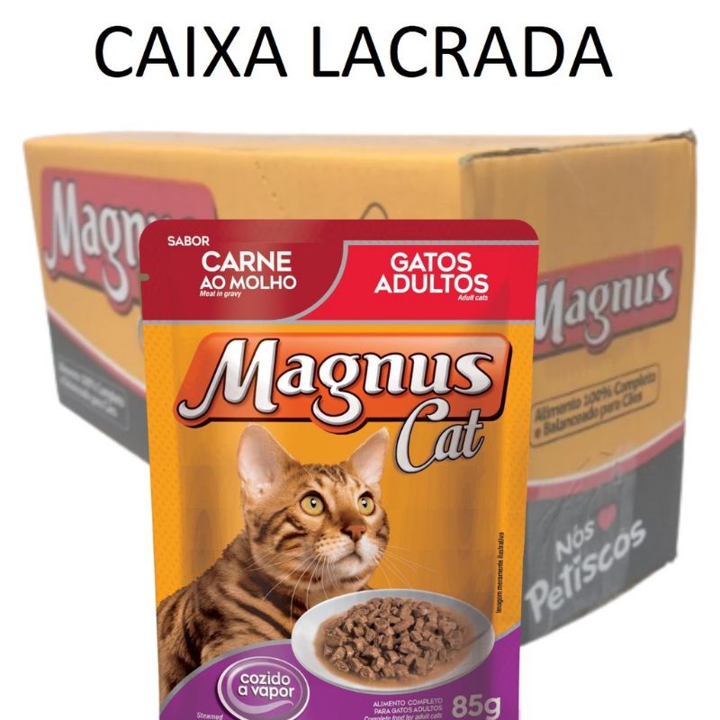 Ração Úmida Magnus Cat Sachê para Gatos Disponíveis nos Seguintes Sabores (Frango castrado, Carne, e Salmão)