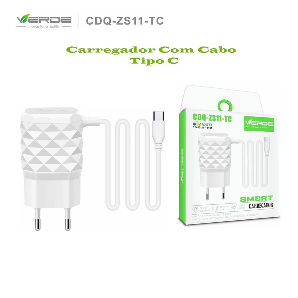 Carregador Com Cabo Tipo C Carrega Rapido Smart Carregador Para Celular Andróide