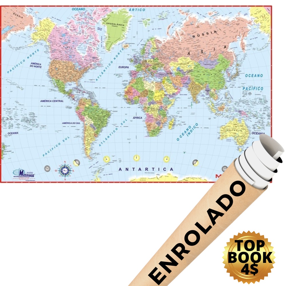 Mapa Mundi Grande Banner Poster Enrolado Mundo Explorer | Shopee Brasil