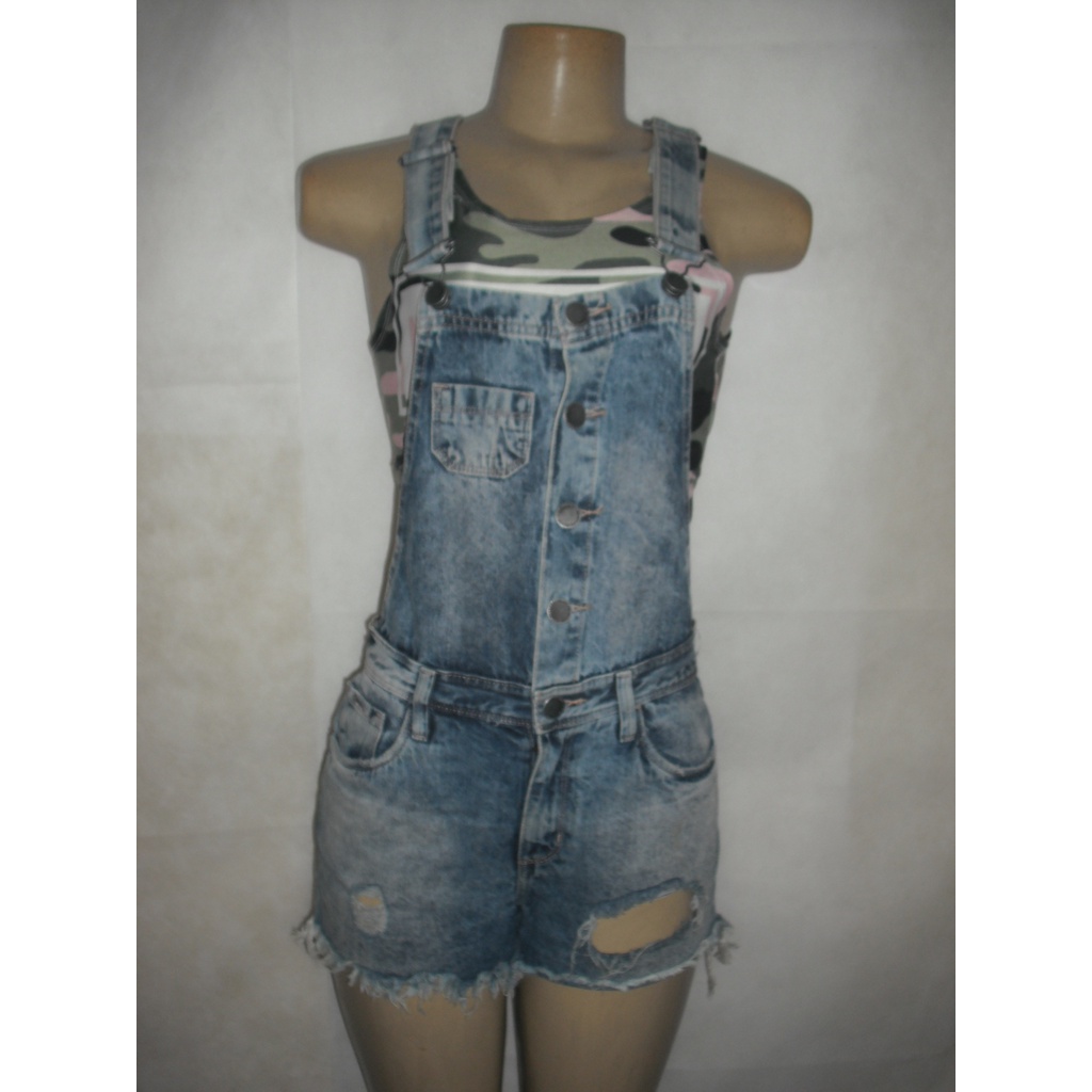 Jardineira jeans destroy INK tam 36 veste até 38-40 usado bom estado