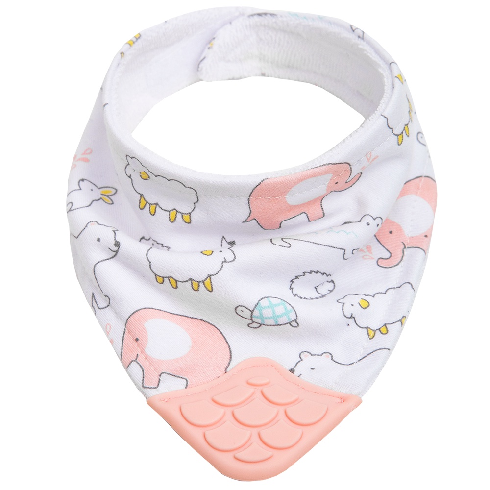 Babador de Bandana Forrado com Mordedor Estampa Animais Buba