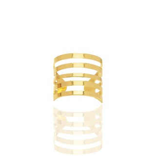 Anel Gladiador Listrado Folheado A Ouro 18k