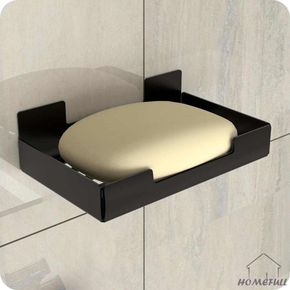 Porta Sabonete Para Banheiro Saboneteira Adesivo Preto ELG em Oferta na Shopee