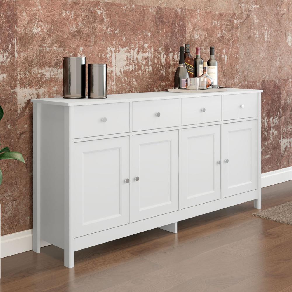 Aparador Buffet Ditália 4 Portas 4 gavetas R-626 Branco - Home & Living