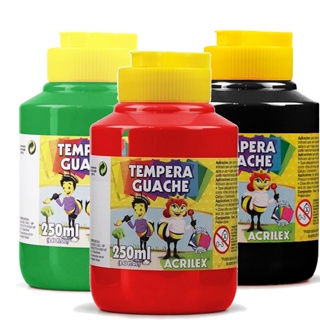 Tinta Tempera Guache Cores Pote De 250ML Escolar Un Acrilex em Oferta na Shopee