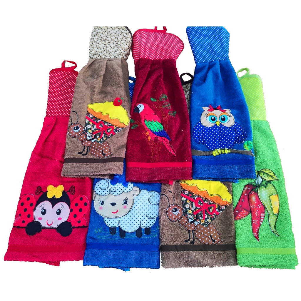 Bate mão Atoalhado Bordado Kit C/ 3 Unidades