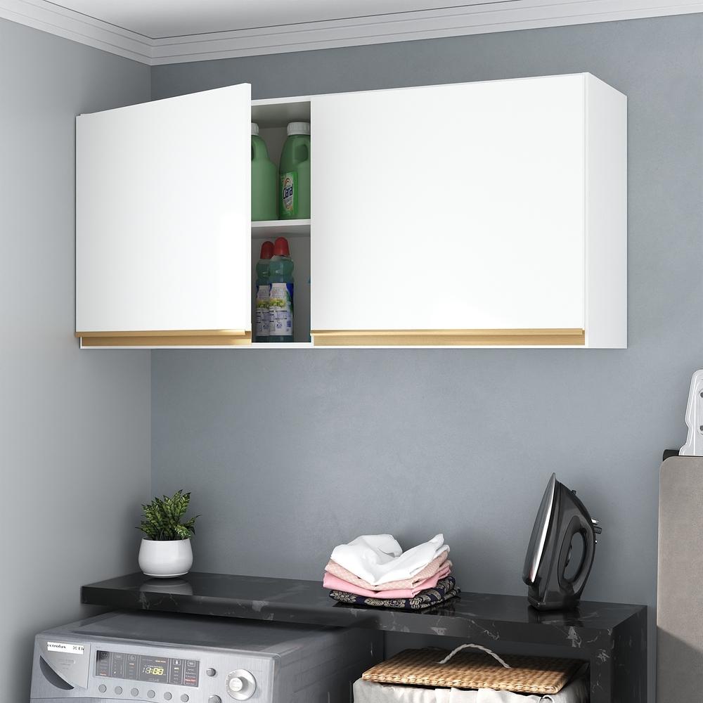 Armário Lavanderia Multiuso 2 Portas Multimóveis MP5017 Branco - Home & Living