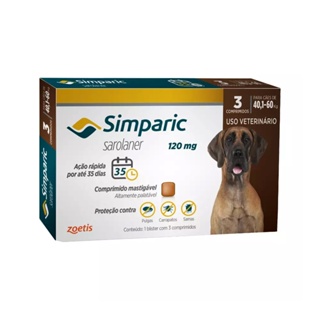 Simparic Antipulgas e Carrapatos Caes 40,1 a 60kg c/3 Comprimidos em Oferta na Shopee