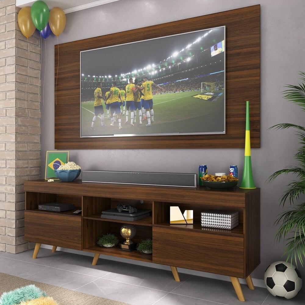 Rack c/ Painel TV 65" Retrô Holanda Multimóveis BR3133 Duna/Natural em Oferta na Shopee