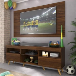 Rack c/ Painel TV 65" Retrô Holanda Multimóveis BR3133 Duna/Natural