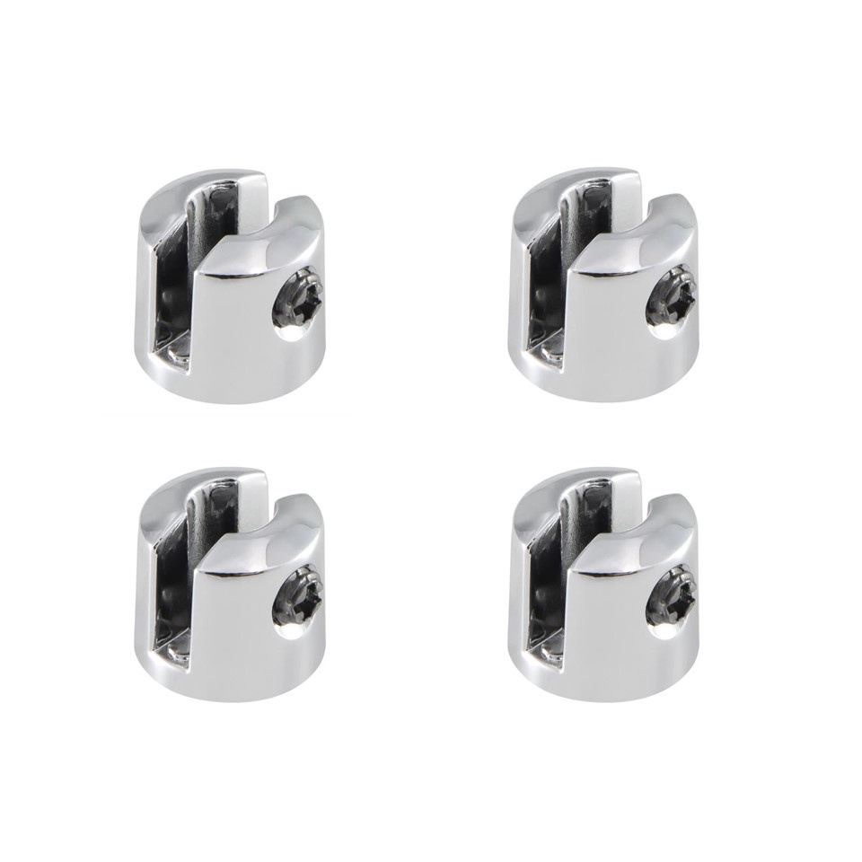 Kit 4 Suporte Fenda 4 mm Cromado Prateleira Vidro Boca Jacaré Pitão Botão