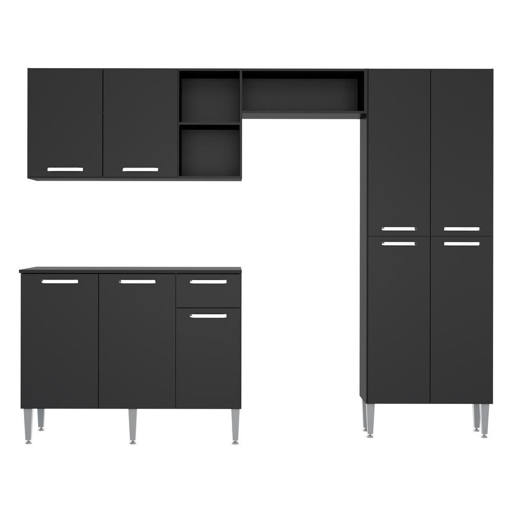 Cozinha Compacta Multimóveis Pequim Up FG2999 com Armário e Balcão Preta em Oferta na Shopee