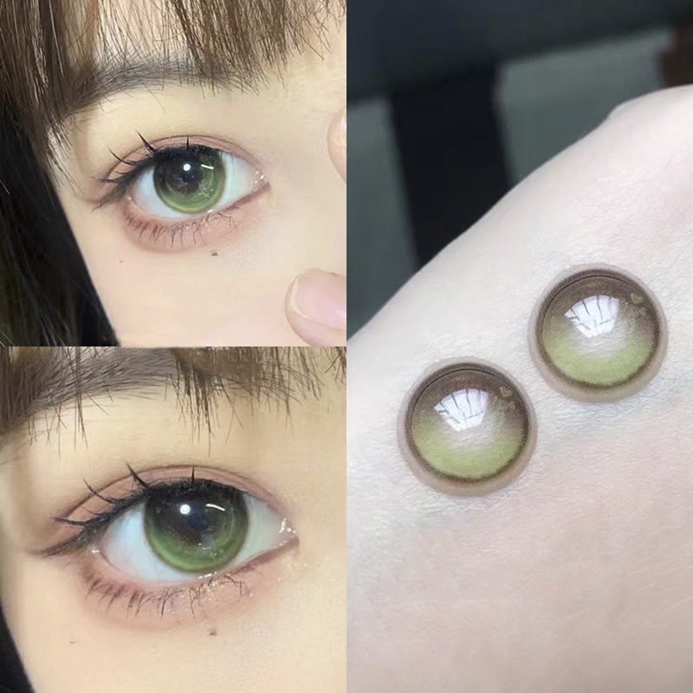 2pcs = 1par Lentes De Contato Com Plástico Verde Para Olhos Grau De 14,5mm Uso Anual Príncipe De Sapo Bonito De Pupila Maquiagem  lente de contato verde lente verde lente de contato colorida