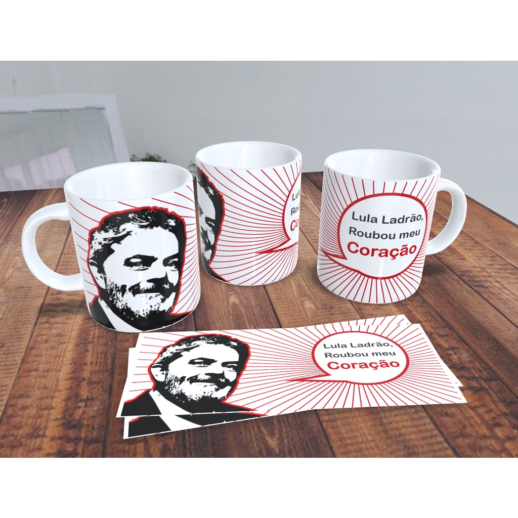 Caneca Porcelana Branca Brilhante Lula Ladrao Roubou meu Coracao