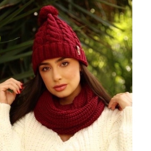 Kit Touca  e Gola Moda Inverno Feminino Lançamento 2022. Gorro Beanie e Cachecol Infinito