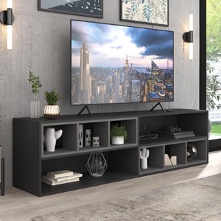 Rack para TV 75" com Nichos Jazz Multimóveis MP1019 Preto/Grafite
