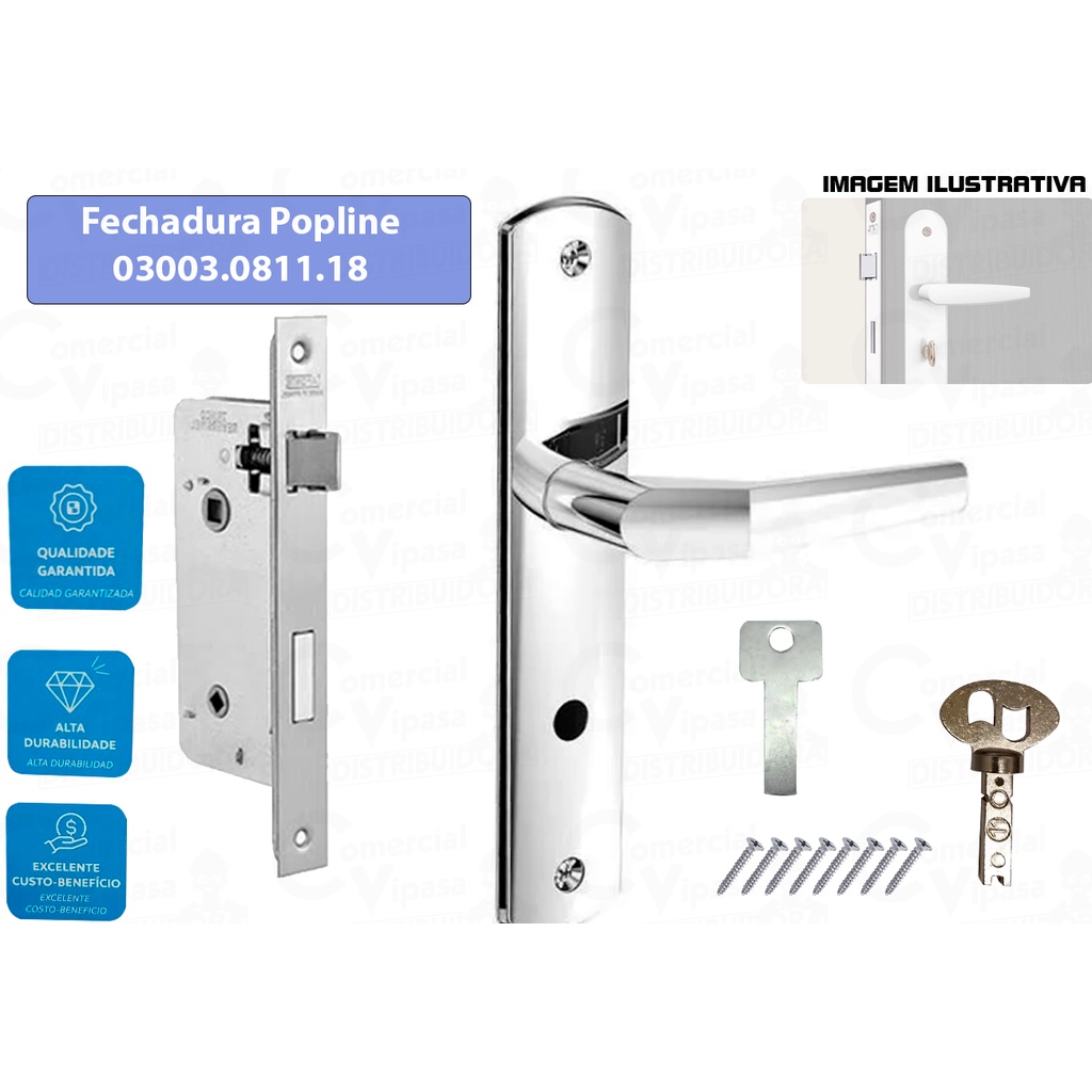 Fechadura Para Banheiro Interna Cromada Soprano PopLine Alta Durabilidade Qualidade Profissional
