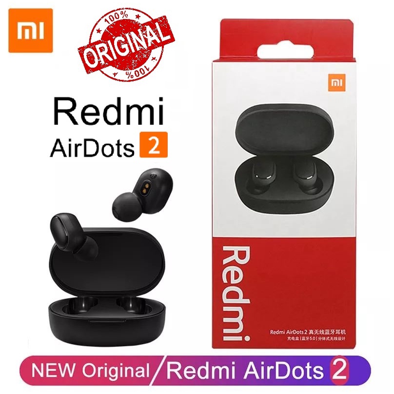 KIT Fone De Ouvido Airdots 2 Xiaomi, 100% ORIGINAL, Sem Fio Bluetooth 5.0, Fone Gamer, Com Cabo Carregador, Ótima Qualidade - PRETO