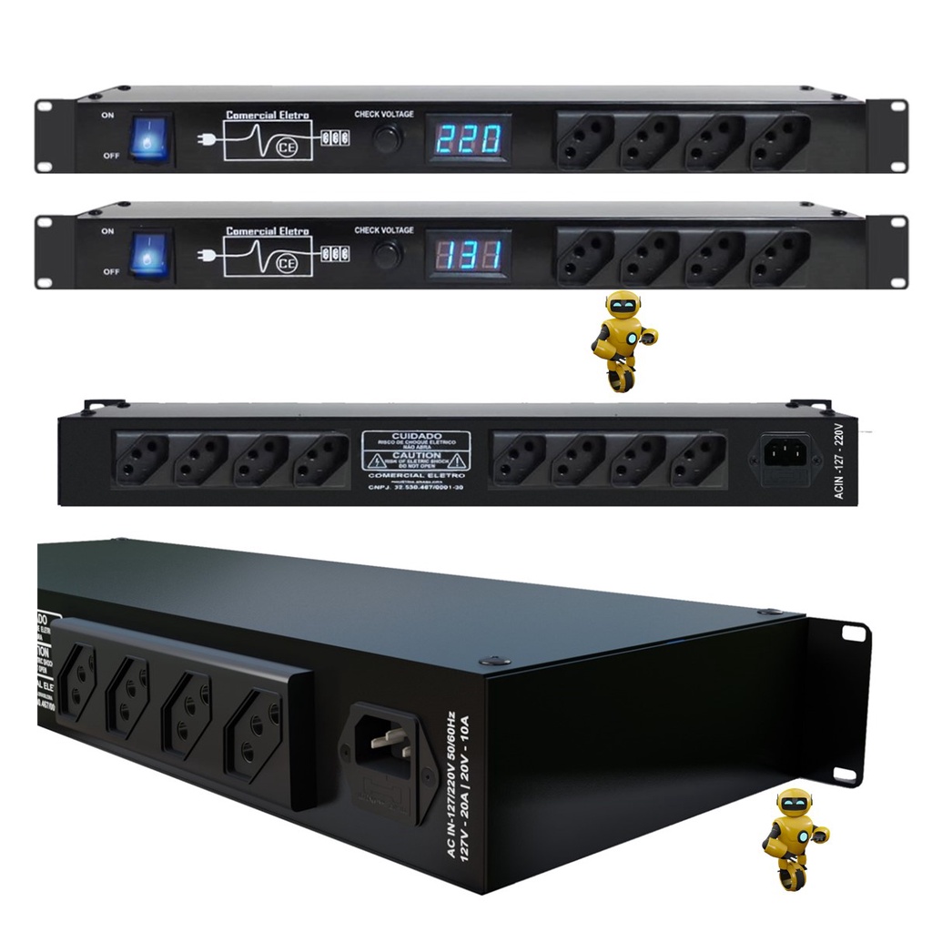 Regua de AC Profissional Para Rack Servidor CFTV Rack Periferico 12 ...