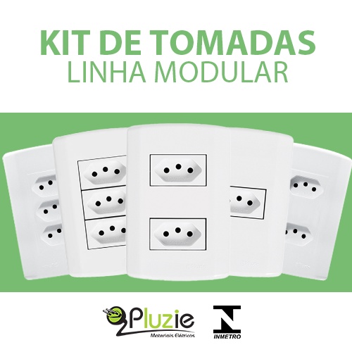 Kit de Tomada Pluzie Linha Pluzi Modular Branca 4x2 10A 20A