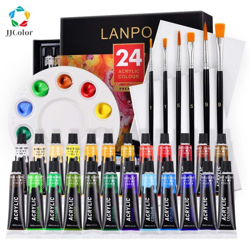 Kit Pintura 3 Telas + Paleta + 9 Pinceis + Potinho + 9 Tintas em