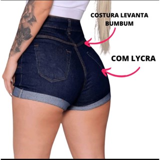 Shorts Jeans Feminino Bermuda 4 botão encapado Cintura Alta Modela Bumbum Moda Blogueira lumin modas