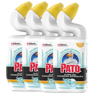 Kit 4 Limpadores Pato Cloro Gel Ativo Citrus Poderosa Espumação Squeeze 500ml
