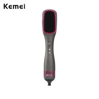 Escova Elétrica De Cabelo Kemei Secador Multifuncional De Um Passo Ion-Alisamento De Íon-Penteador De Ferro De Cacho Ar Quente Ferramenta De Estilo