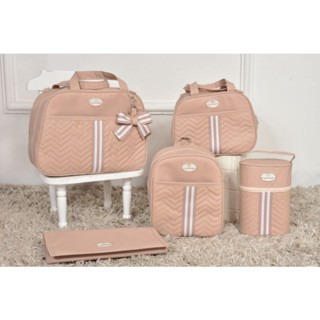 KIT BOLSA DE BEBE LAÇO 5 PEÇAS( nude)