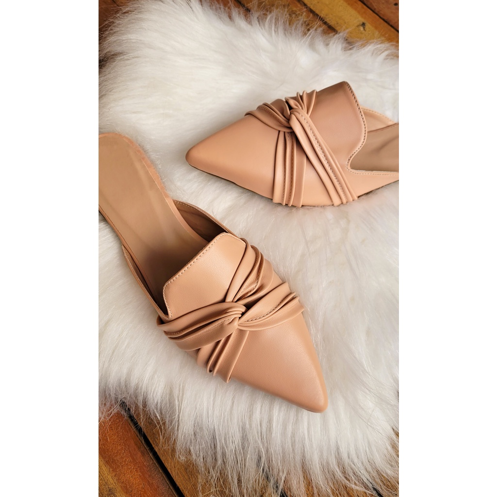 Mule Feminina Confort Trançada Bico Fino Casual Rasteirinha Muller Confortável Sandália Feminino Elegante