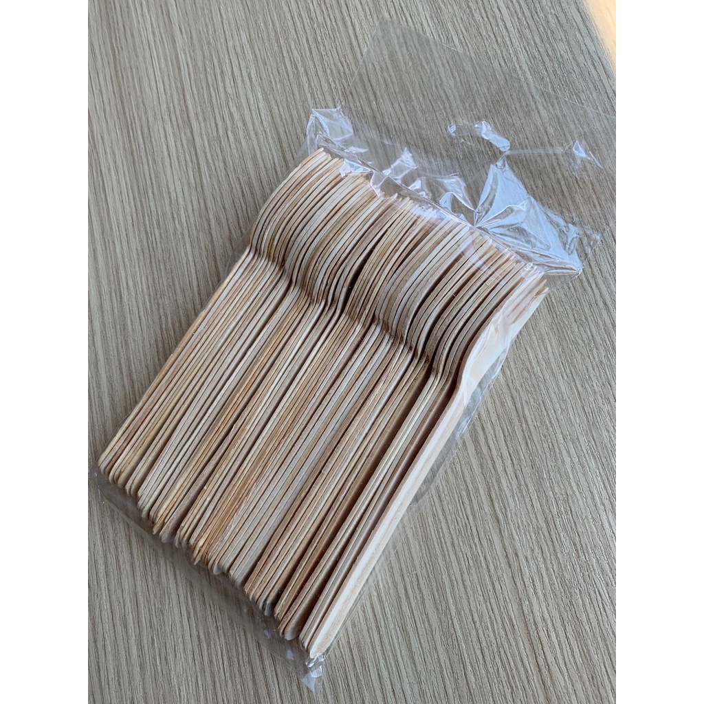 Garfo Descartável De Madeira Refeição 16cm Pacote C/ 50