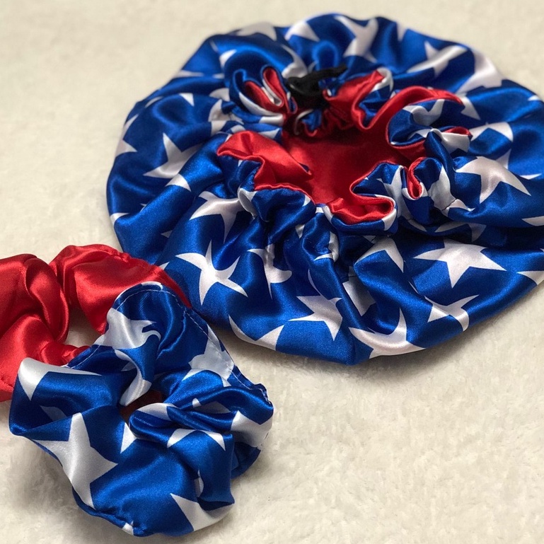 TOUCA CETIM Dupla Face MÉDIA  + 2 Scrunchies  (Xuxinhas) Cores Variadas