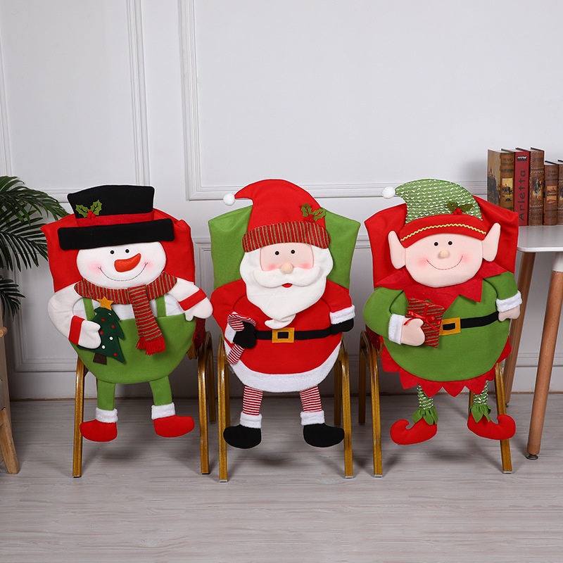 Nova Capa De Cadeira De Natal Decoração Papai Noel Criativa Conjunto De  Encosto Ornamentos | Shopee Brasil