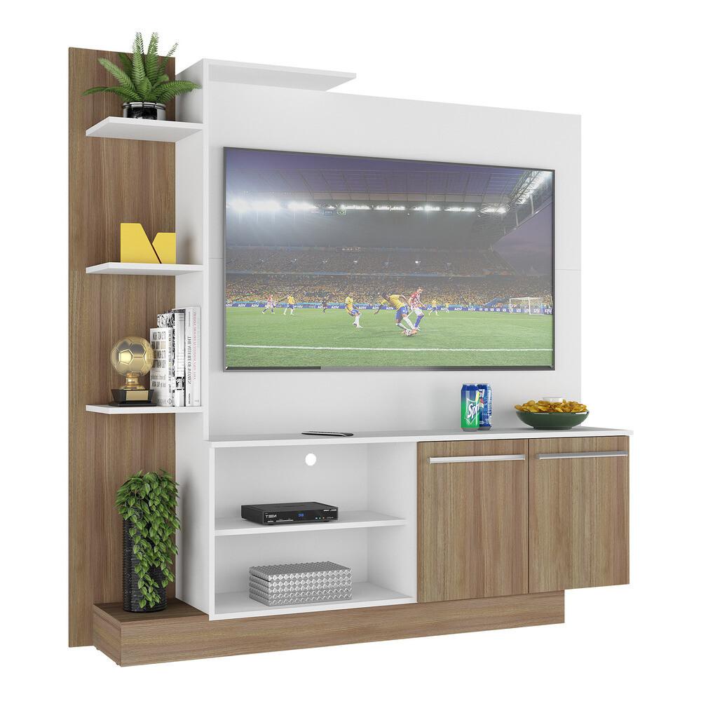 Estante com Painel TV 55" e 2 portas França Multimóveis BR2473 Argila/Branco em Oferta na Shopee