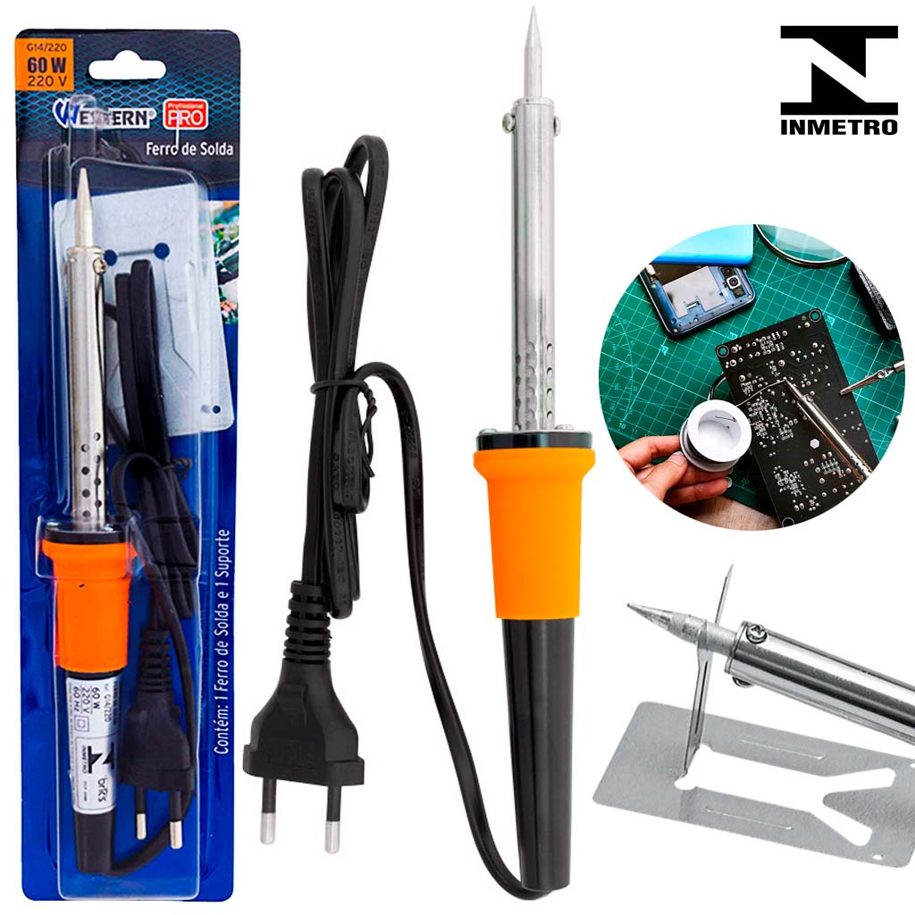 Ferro De Solda 60w 110 - 220v Profissional + Suporte Apoio Solda Eletrônicos Placas Multiuso Prático em Oferta na Shopee