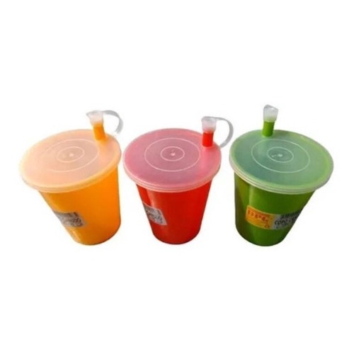 Copo Canudo Plástico Com Tampa E Canudo Cores Sortidas - 0128 100% Garantido