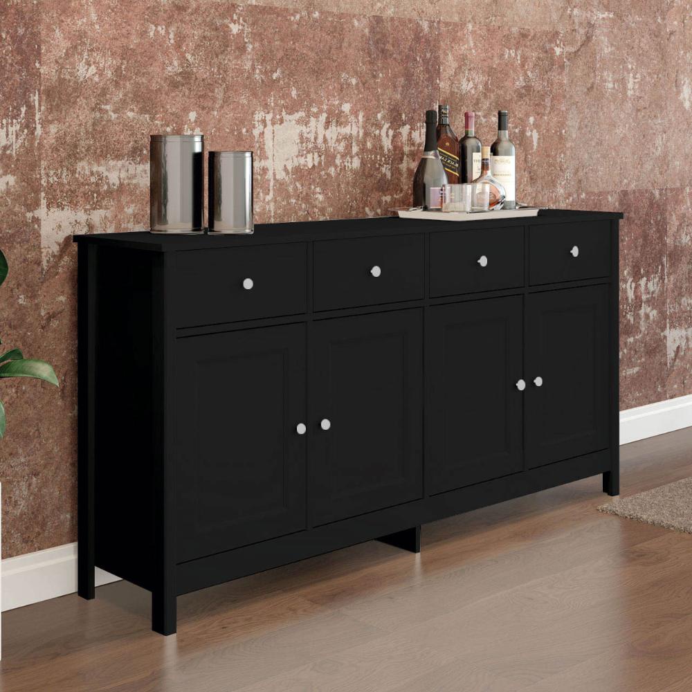 Aparador Buffet Ditália 4 Portas 4 Gavetas R-626 Preto em Oferta na Shopee