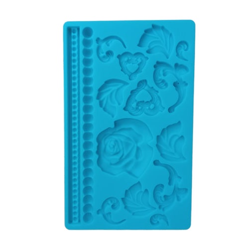 Molde de Silicone Azul Rosas - C4617