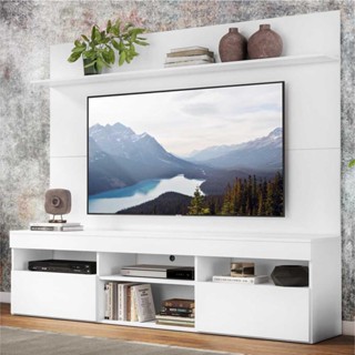 Rack com Painel e Suporte TV 65" com Prateleira Madri Multimóveis Branco em Oferta na Shopee